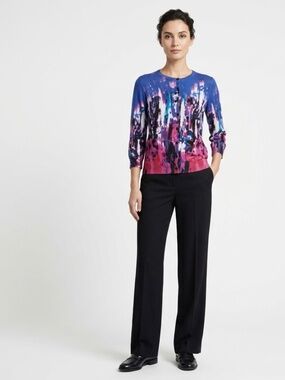 Joseph A. Vibrant 3/4 Sleeve Artistic Cardigan